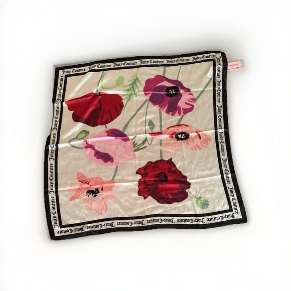 Juicy Couture Square Scarf ~35"x~35" Classic Maxi Floral Print NWT RARE Print - Picture 3 of 7